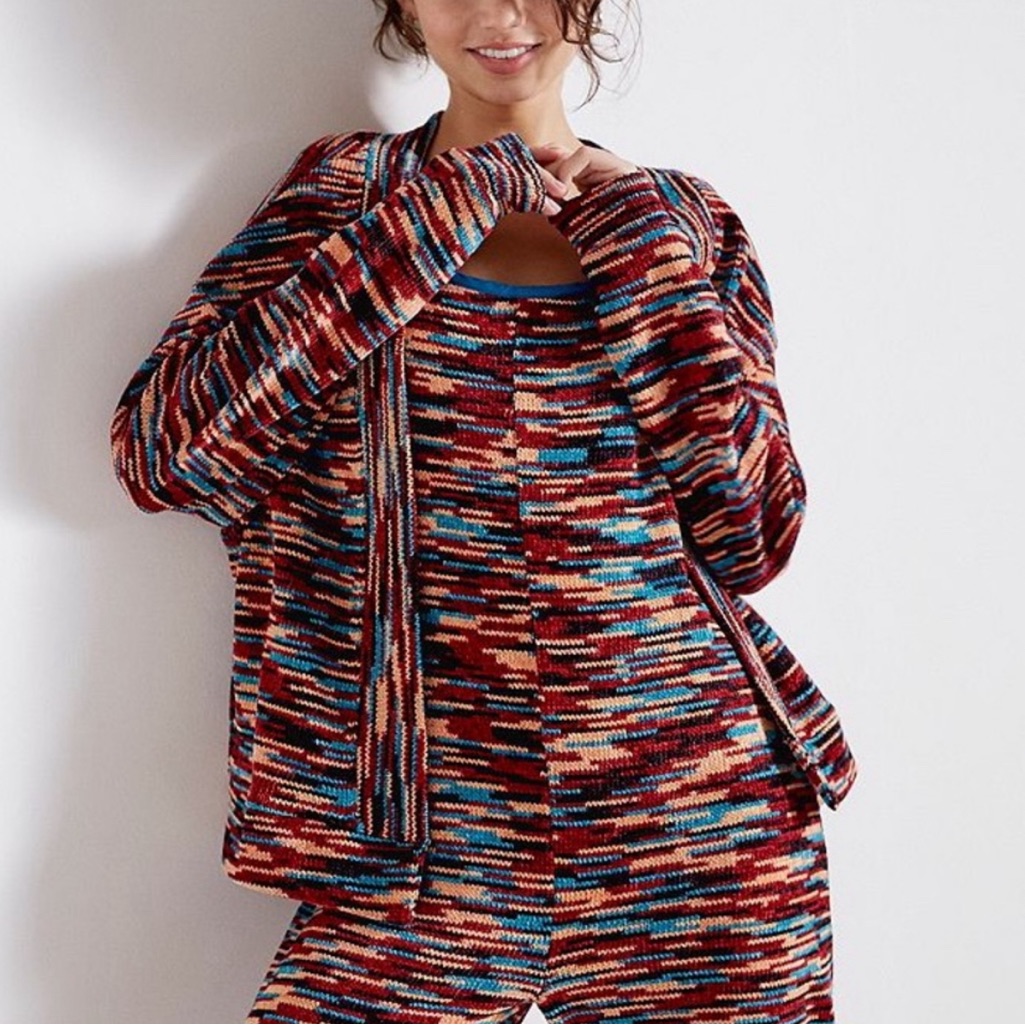 Nwt Urban Outfitters Uo Open Striped Cardigan Sweater Pink Red Blue Tan Black